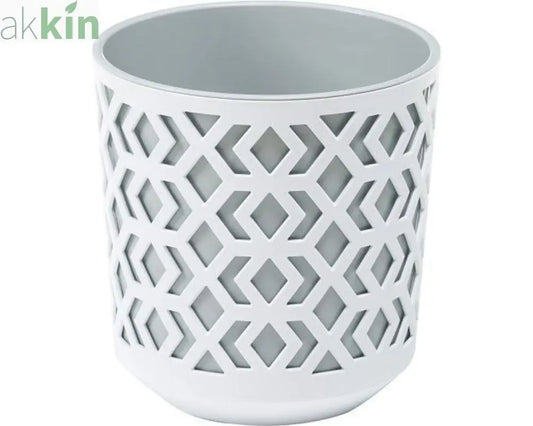 Aztec Round Planter 19.5cm Grey & White AK Kin Garden Supplies
