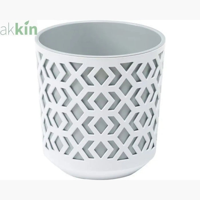 Aztec Round Planter 19.5cm Grey & White AK Kin Garden Supplies