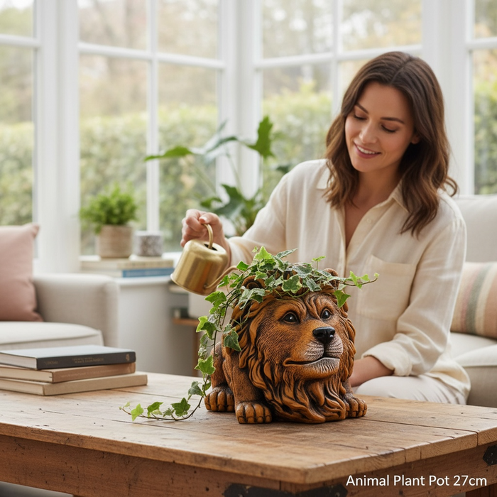 Lion Cement Planter Ornament 27cm