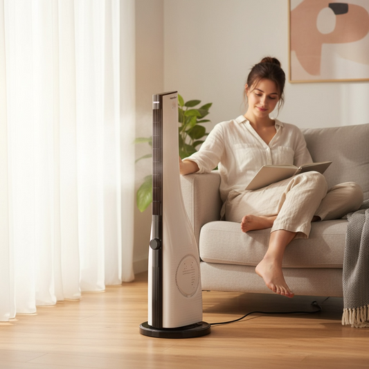 SupaCool Bladeless Tower Fan 50W Energy Efficient Quiet Cooling For Home Office Bedroom