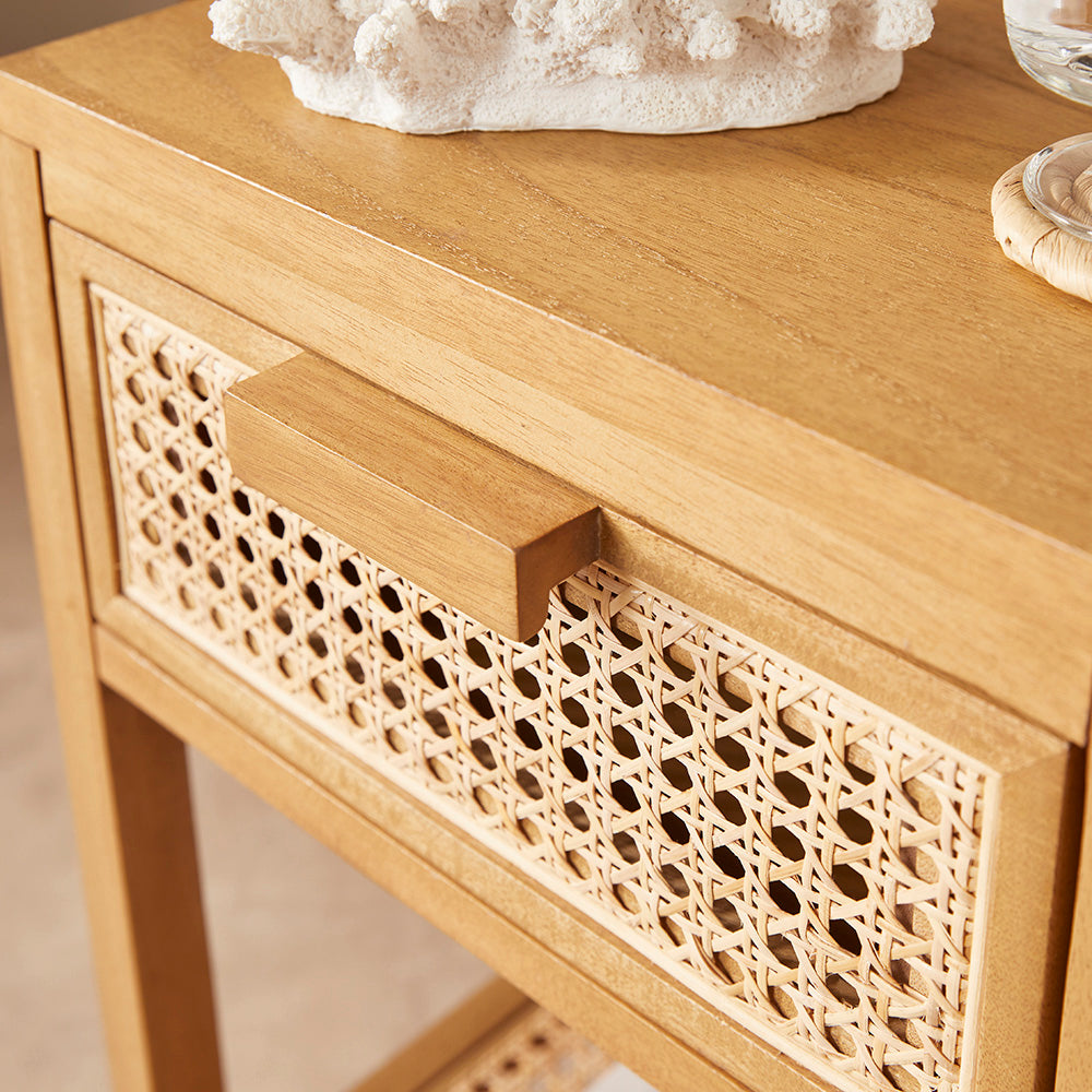 Bali Rattan Bedside Table with 1 Drawer Fishe and Lilly