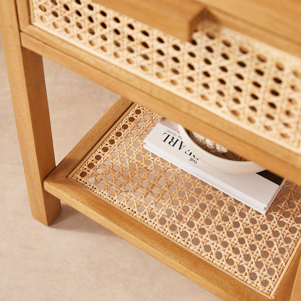 Bali Rattan Bedside Table with 1 Drawer Fishe and Lilly