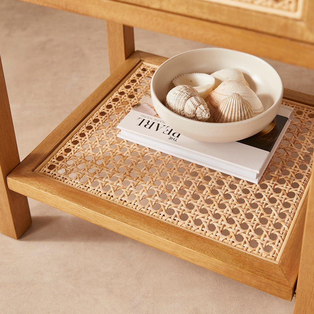 Bali Rattan Bedside Table with 1 Drawer Fishe and Lilly