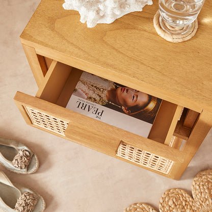 Bali Rattan Bedside Table with 1 Drawer Fishe and Lilly