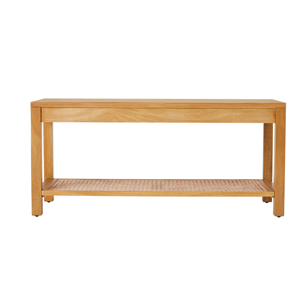 Bali Rattan Bench with Storage Shelf Fishe and Lilly
