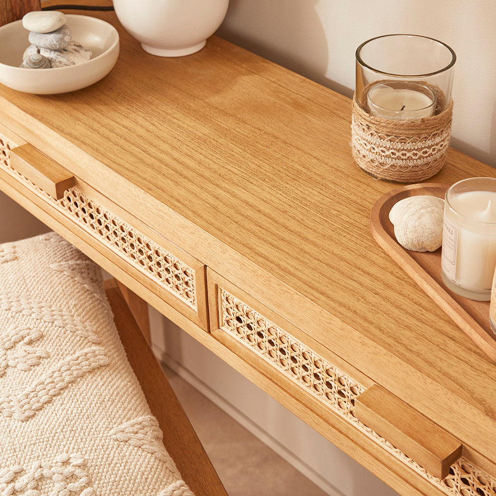 Bali Rattan Dressing Table with 2 Drawers Fishe and Lilly