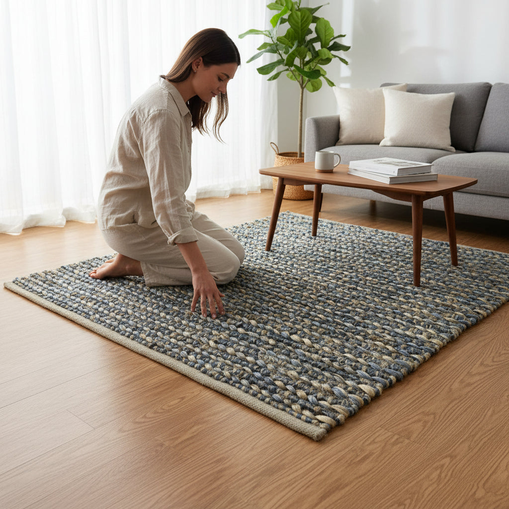 Banana Fibre & Cotton Rug – Golden Cornflower (120 × 170cm) House, Home & Garden