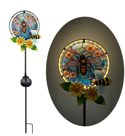 Bee Stain Glass Effect Solar Light on Stake AK Kin Garden Supplies