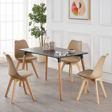 Black Halo Dining Table & Set of 4 Jamie Lorenzo Tulip chairs with Padded Seat PN Home
