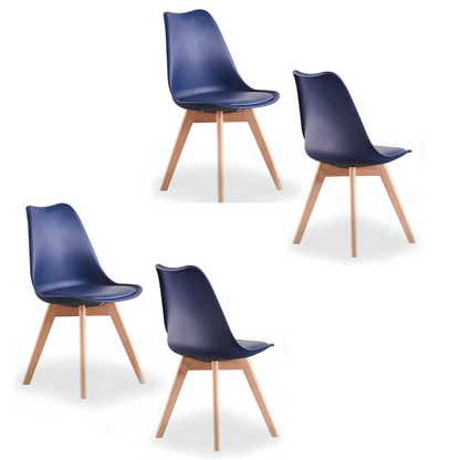 Black Halo Dining Table & Set of 4 Jamie Lorenzo Tulip chairs with Padded Seat PN Home