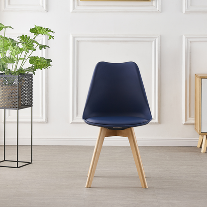 Black Halo Dining Table & Set of 4 Jamie Lorenzo Tulip chairs with Padded Seat PN Home