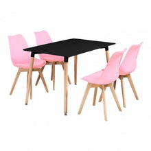 Black Halo Dining Table & Set of 4 Jamie Lorenzo Tulip chairs with Padded Seat PN Home
