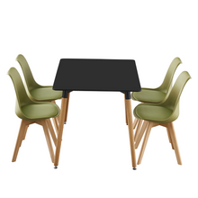 Black Halo Dining Table & Set of 4 Jamie Lorenzo Tulip chairs with Padded Seat PN Home