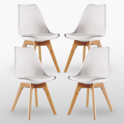 Black Halo Dining Table & Set of 4 Jamie Lorenzo Tulip chairs with Padded Seat PN Home