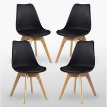 Black Halo Dining Table & Set of 4 Jamie Lorenzo Tulip chairs with Padded Seat PN Home