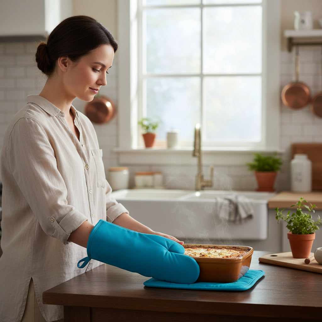 Blue Neoprene Oven Glove & Pot Holder Set House, Home & Garden