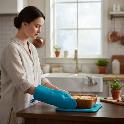 Blue Neoprene Oven Glove & Pot Holder Set House, Home & Garden