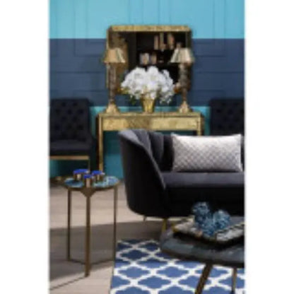 Bosie Kensington Townhouse Navy Blue and White Rug H2 x D120 x W180 AK Kin Garden Supplies