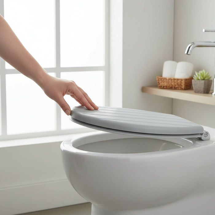 Brooks Grey Panel Effect Toilet Seat House, Home & Garden