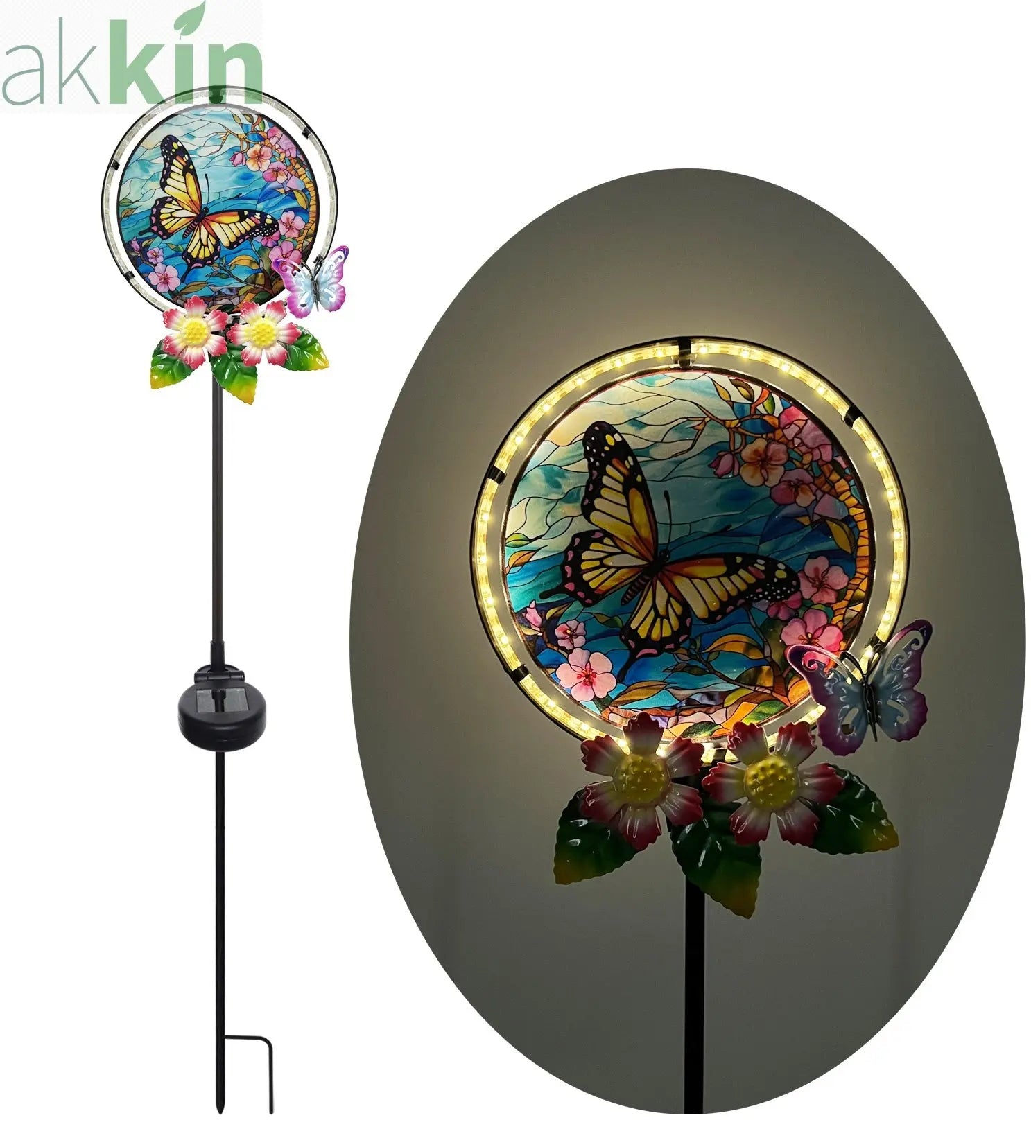 Butterfly Stain Glass Effect Solar Light on Stake AK Kin Garden Supplies