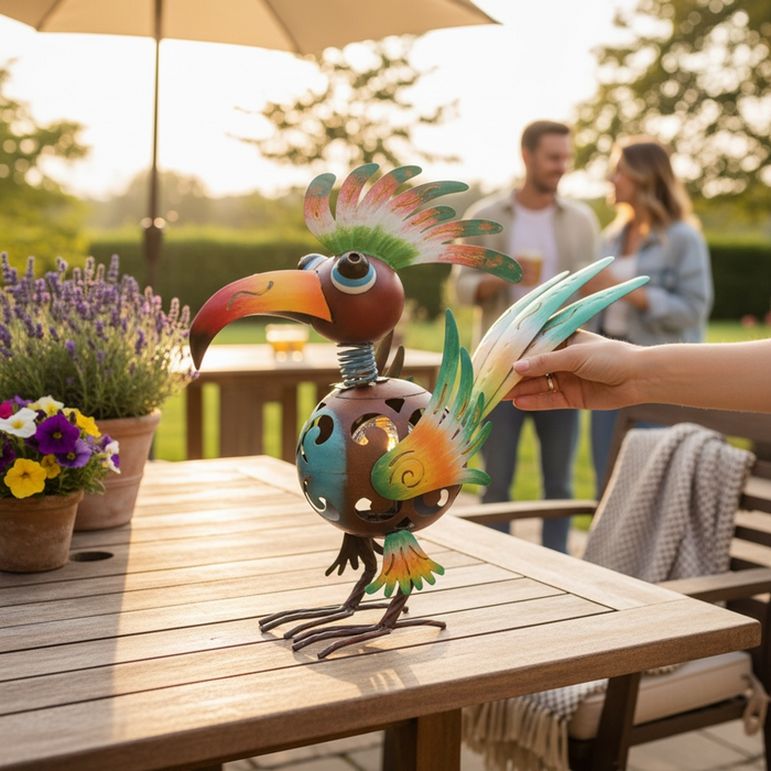 Home & Garden Decor / Exotic Creatures Hand Painted Crested Large Wacky bird