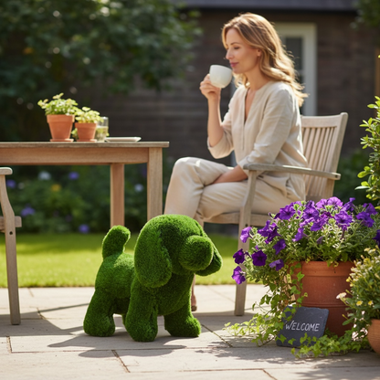 Gemma The Grass Dog Garden Ornament Made From Recycled Artificial Grass For Patio And Lawn 35cm UV Stabilised
