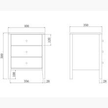 Wright Oak 3 Drawer Bedside Table