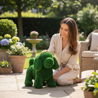 Artificial Grass Puppy Pippa Garden Ornament 25cm UV Stabilised Eco Friendly Recycled Grass Decor For Outdoor Spaces