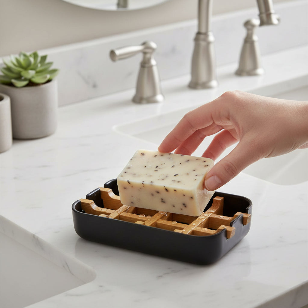 Canyon Black Bamboo Soap Dish House, Home & Garden