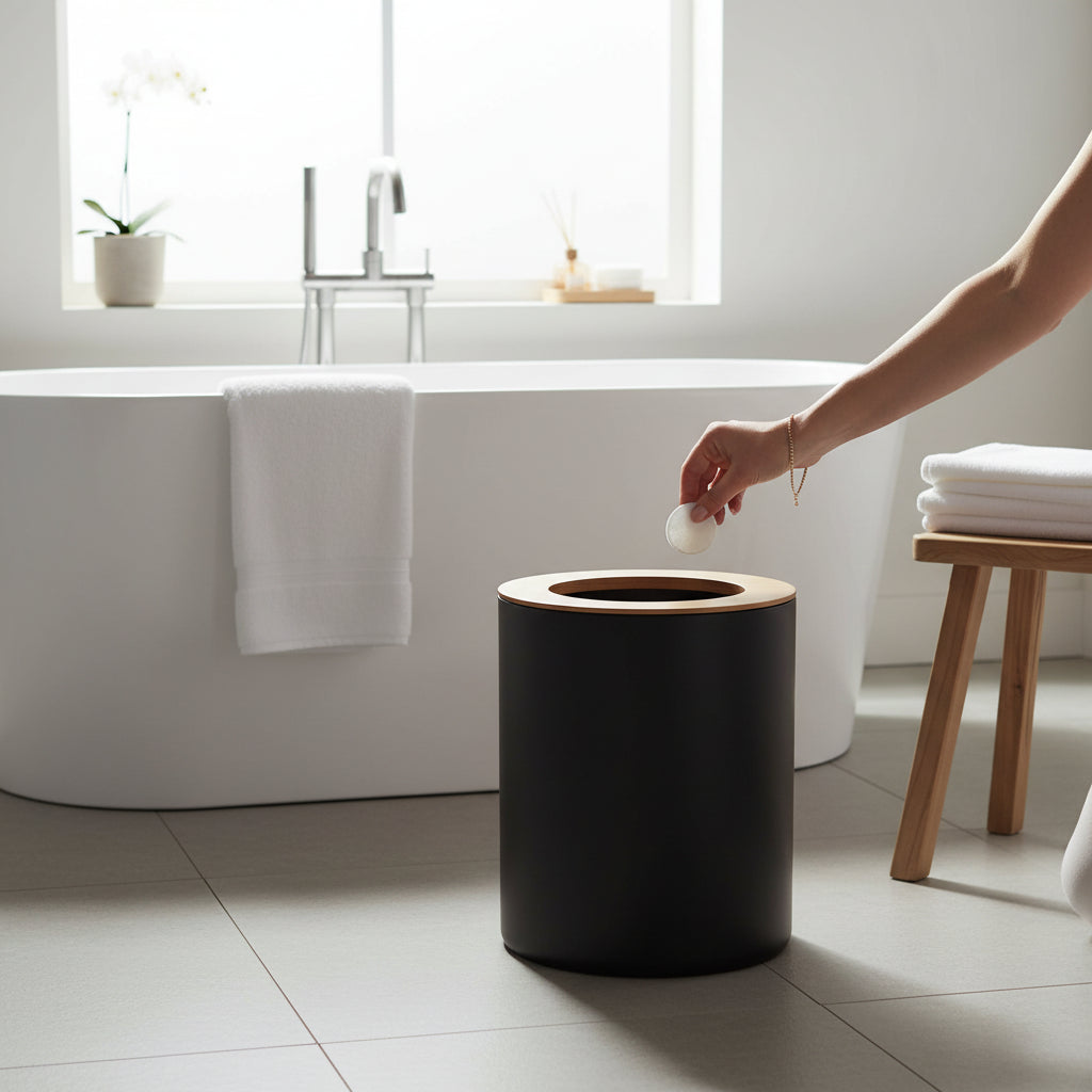 Canyon Black Bamboo Waste Bin House, Home & Garden