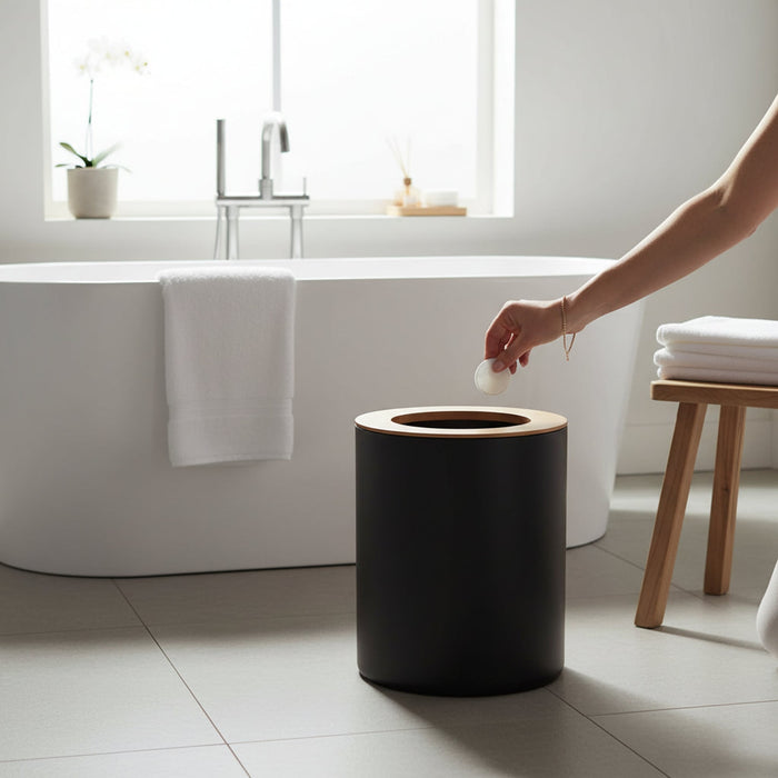 Canyon Black Bamboo Waste Bin House, Home & Garden
