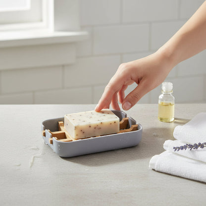 Canyon Grey Bamboo Soap Dish House, Home & Garden
