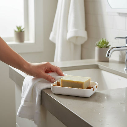 Canyon White Bamboo Soap Dish House, Home & Garden