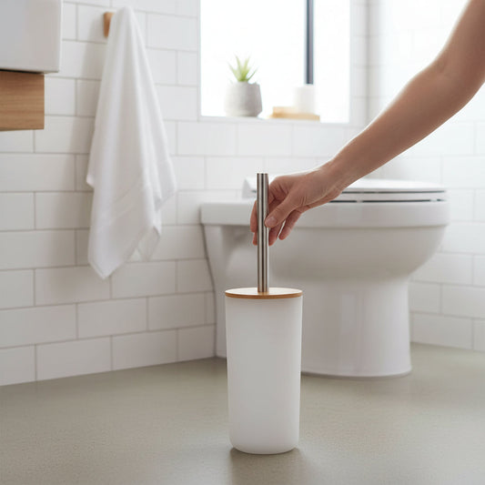 Canyon White Bamboo Toilet Brush & Holder House, Home & Garden