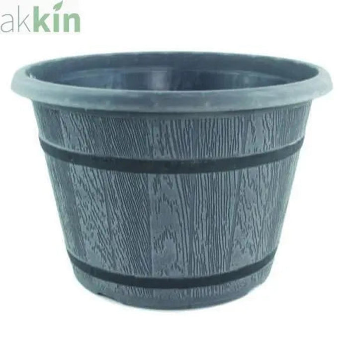 Cask Planter with Band 30cm  Grey AK Kin Garden Supplies