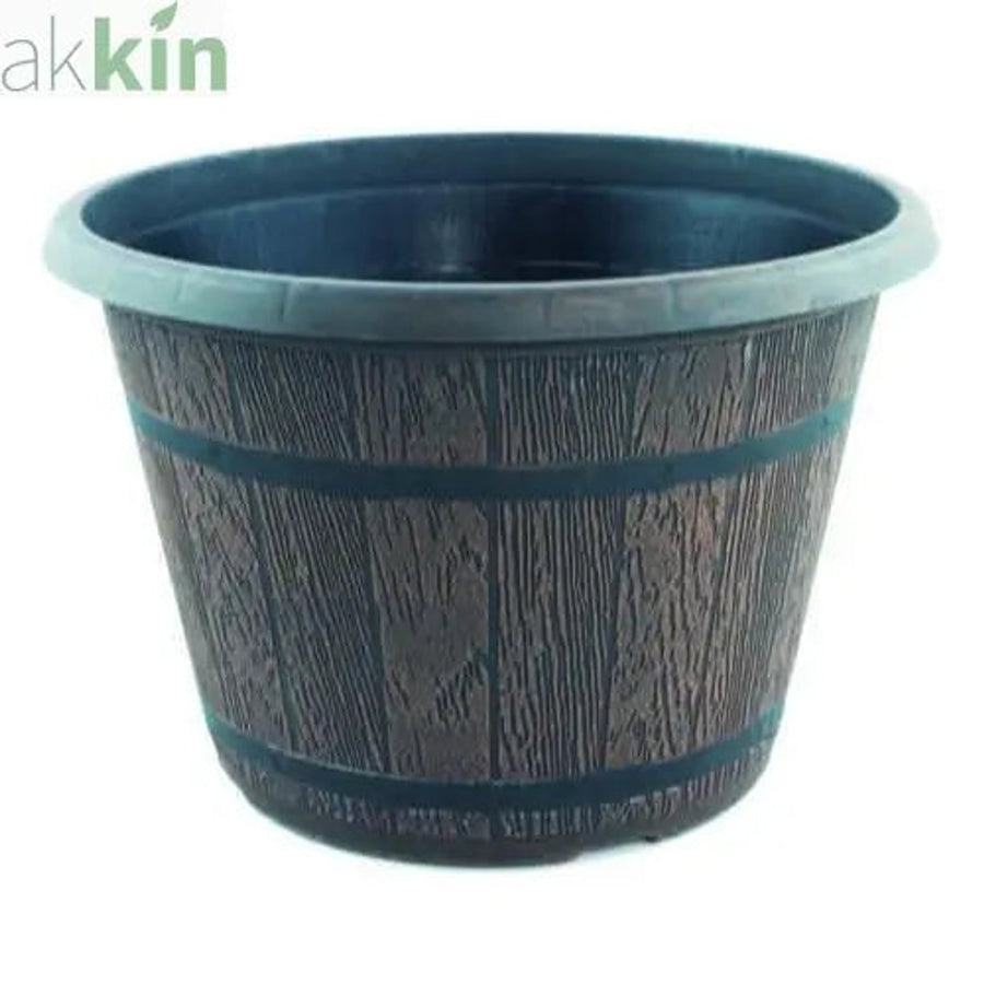 Cask Planter with Band 41cm  Chestnut AK Kin Garden Supplies