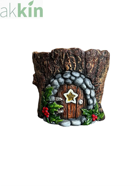 Cement Christmas Fairy House 17.5cm - Yellow Star AK Kin Garden Supplies