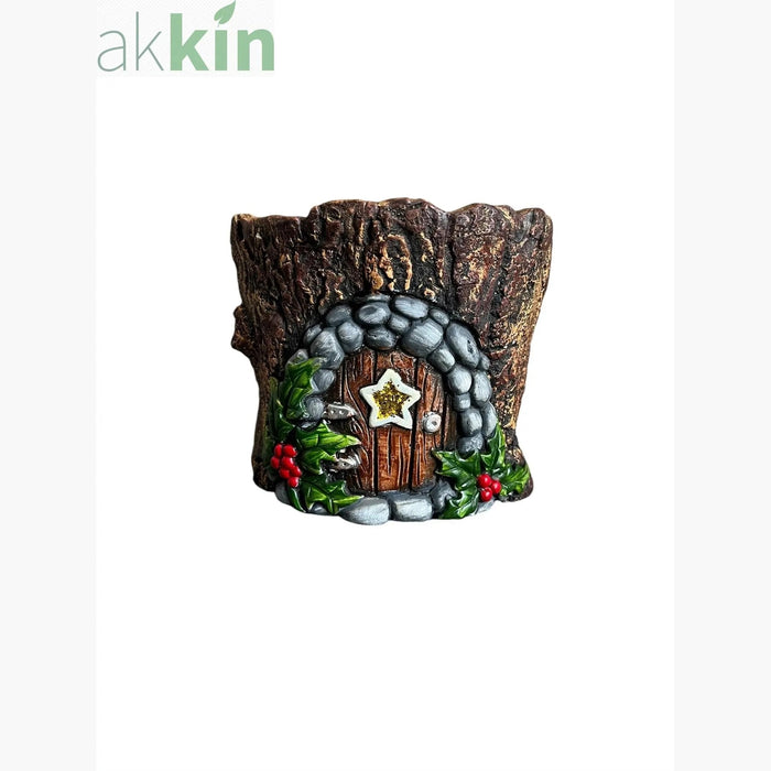 Cement Christmas Fairy House 17.5cm - Yellow Star AK Kin Garden Supplies