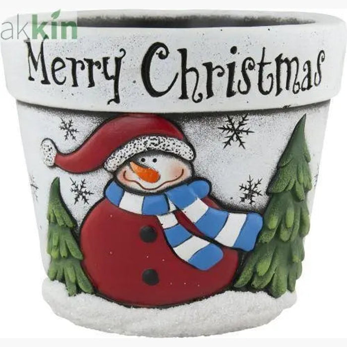 Cement Planter Merry Christmas Snowman 18cm AK Kin Garden Supplies