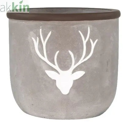Cement Planter Stag Head 14cm Grey & White AK Kin Garden Supplies