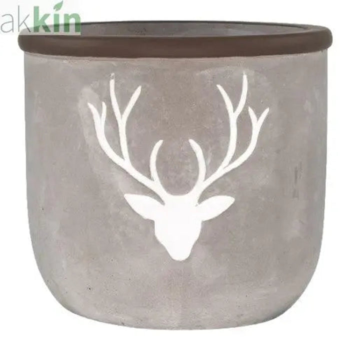 Cement Planter Stag Head 14cm Grey & White AK Kin Garden Supplies