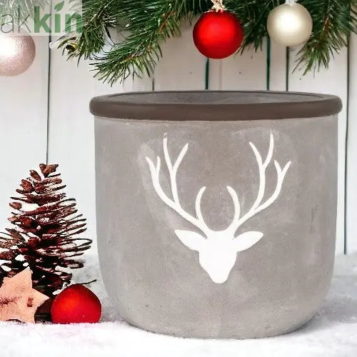 Cement Planter Stag Head 14cm Grey & White AK Kin Garden Supplies