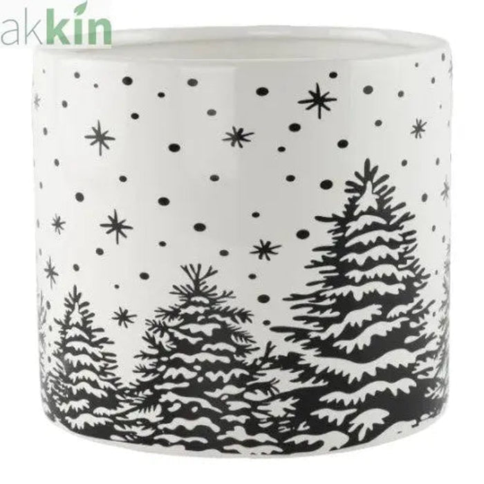 Ceramic Planter Snow Scene 13.8cm - AK Kin Garden Supplies