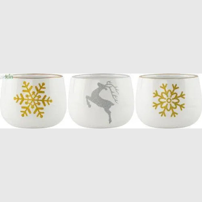 Ceramic Planters Christmas 13.5cm Mixed Set of 3 AK Kin Garden Supplies