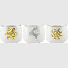 Ceramic Christmas planter set with three mixed designs, 13.5cm