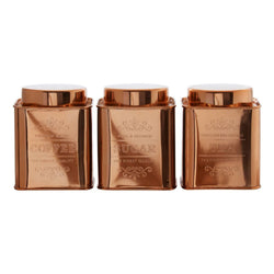 Chai Set of 3 Copper Finish Tea Coffee and Sugar Storage Canisters House, Home & Garden