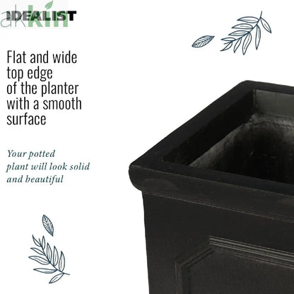 IDEALIST Lite Chelsea Flower Box Square Garden Planter, Faux Lead Light Stone Outdoor Plant Pot W22 H22 L22 cm, 11L One Click Plants