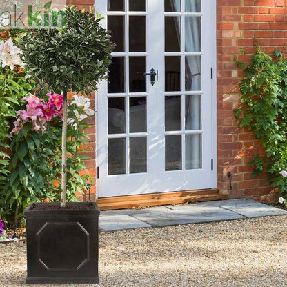 IDEALIST Lite Chelsea Flower Box Square Garden Planter, Faux Lead Light Stone Outdoor Plant Pot W37 H38 L37 cm, 52L One Click Plants