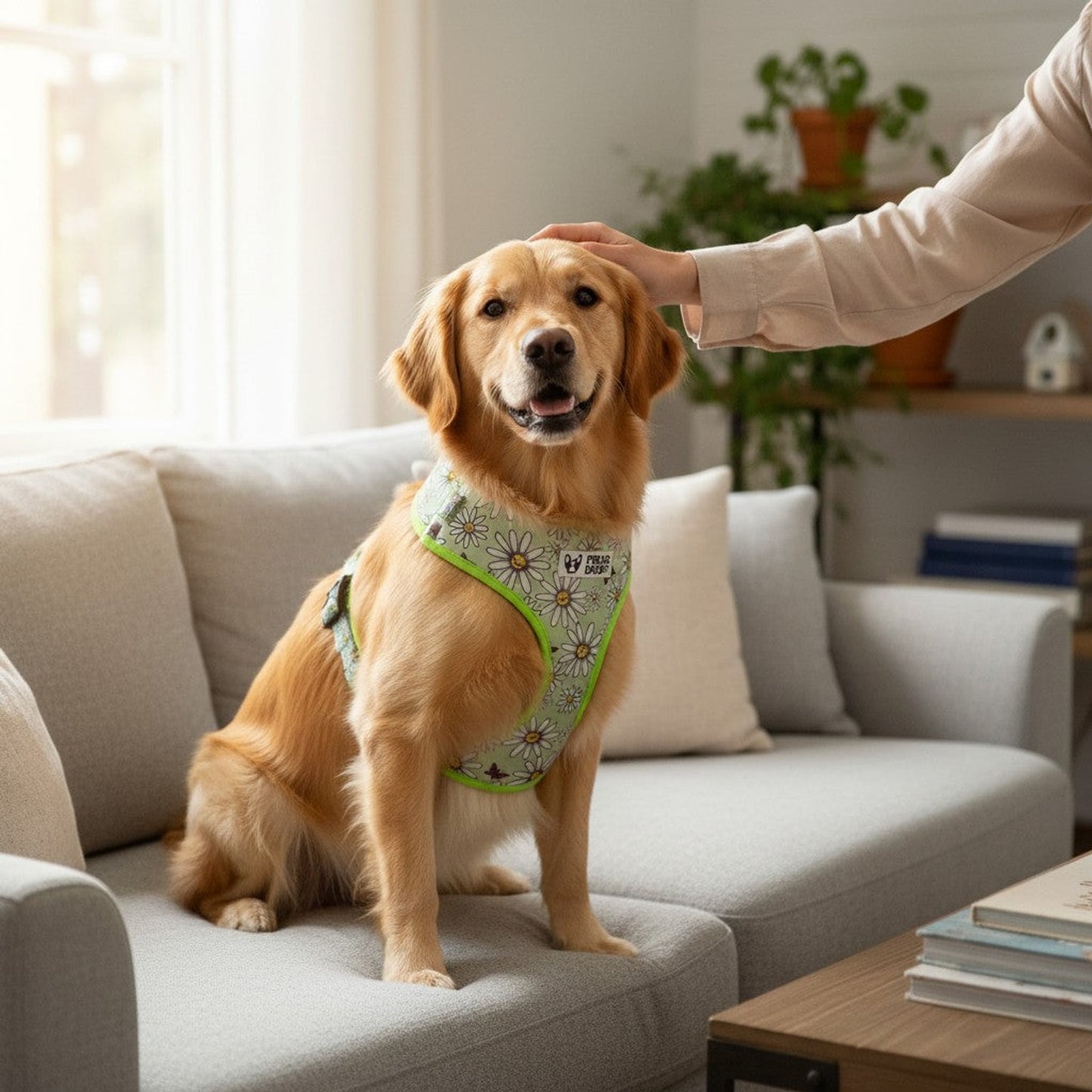 Comfy-Wear Adjustable Dog Harness - Daisy Days - MEDIUM Neck 38-48cm / Chest 46-64cm