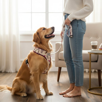 Comfy-Wear Adjustable Dog Harness - Puppaccino - Large - Neck 44-56cm / Chest 54-78cm